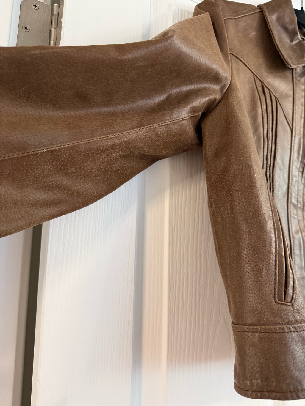 Moda International Brown Leather Zip Jacket — image 5 of 7
